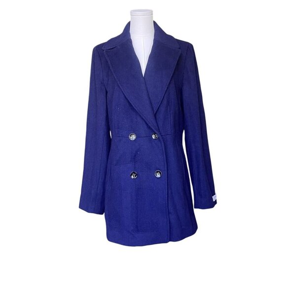 Calvin Klein Pea Coat Sz 14 Wool Cashmere Double Breasted Long Old Money Preppy - Picture 1 of 9
